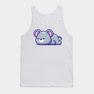 Cute mouse sleeping cartoon illustration Tank Top